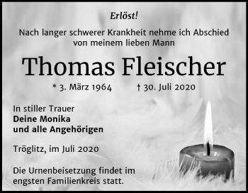 Traueranzeige von Thomas Fleischer von Super Sonntag Zeitz