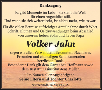 Traueranzeige von Volker Jahn von Mitteldeutsche Zeitung Aschersleben