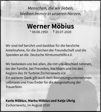 Traueranzeige von Werner Möbius von Super Sonntag Wittenberg