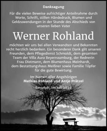 Traueranzeige von Werner Rohland von Super Sonntag Sangerhausen