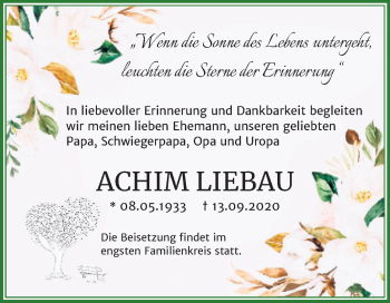 Traueranzeige von Achim Liebau von Mitteldeutsche Zeitung Merseburg/Querfurt