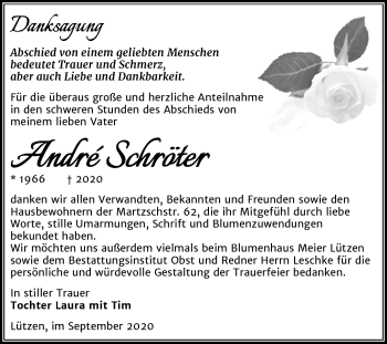 Traueranzeige von André Schröter von Wochenspiegel Weißenfels
