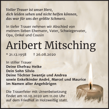 Traueranzeige von Aribert Mitsching von Mitteldeutsche Zeitung Bitterfeld