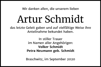 Traueranzeige von Artur Schmidt von Mitteldeutsche Zeitung Halle/Saalkreis