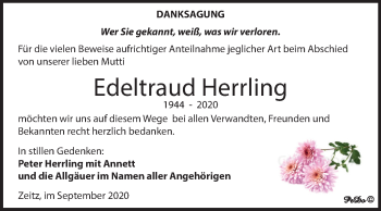 Traueranzeige von Edeltraud Herrling von Super Sonntag Zeitz