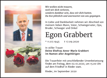 Traueranzeige von Egon Grabbert von Super Sonntag Quedlinburg