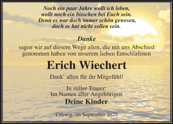 Traueranzeige von Erich Wiechert von Super Sonntag Wittenberg