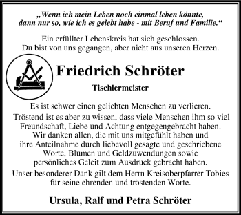 Traueranzeige von Friedrich Schröter von Mitteldeutsche Zeitung Dessau-Roßlau