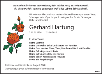 Traueranzeige von Gerhard Hartung von Wochenspiegel Weißenfels