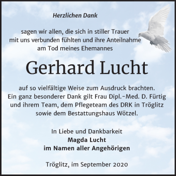 Traueranzeige von Gerhard Lucht von Super Sonntag Zeitz