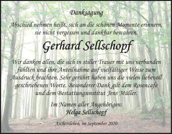 Traueranzeige von Gerhard Sellschopf von Mitteldeutsche Zeitung Aschersleben