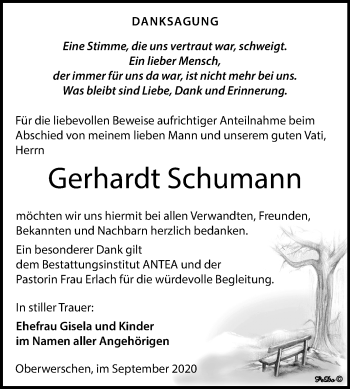 Traueranzeige von Gerhardt Schumann von Wochenspiegel Weißenfels