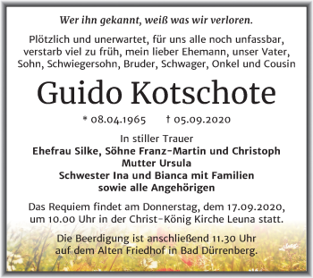 Traueranzeige von Guido Kotschote von Mitteldeutsche Zeitung Merseburg/Querfurt