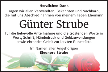 Traueranzeige von Günter Strube von Mitteldeutsche Zeitung Dessau-Roßlau