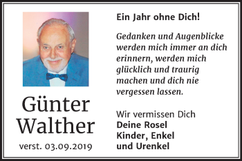 Traueranzeige von Günter Walther von Mitteldeutsche Zeitung Weißenfels