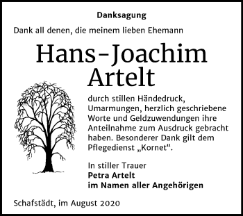 Traueranzeige von Hans-Joachim Artelt von Mitteldeutsche Zeitung Merseburg/Querfurt