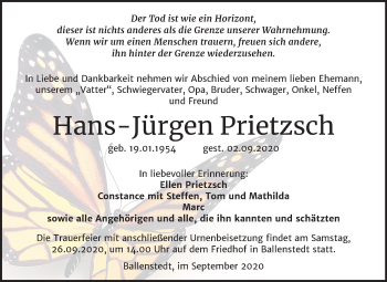 Traueranzeige von Hans-Jürgen Prietzsch von Mitteldeutsche Zeitung Quedlinburg