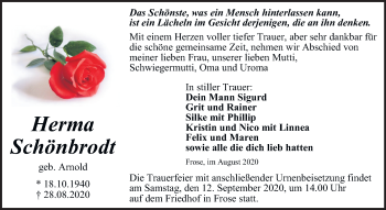 Traueranzeige von Herma Schönbrodt von Mitteldeutsche Zeitung Aschersleben