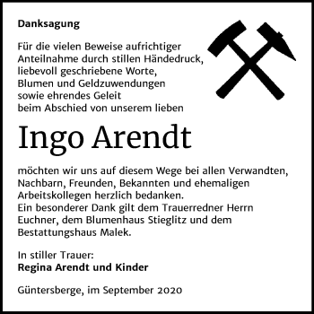 Traueranzeige von Ingo Arendt von Super Sonntag Quedlinburg