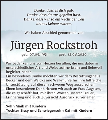 Traueranzeige von Jürgen Rockstroh von Mitteldeutsche Zeitung Sangerhausen
