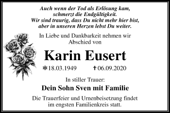 Traueranzeige von Karin Eusert von Super Sonntag Wittenberg