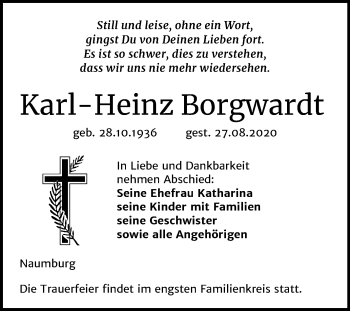 Traueranzeige von Karl-Heinz Borgwardt von Wochenspiegel Naumburg/Nebra