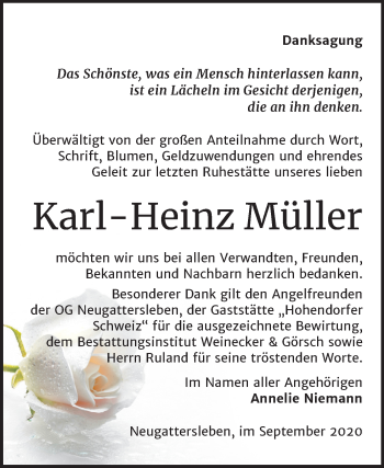 Traueranzeige von Karl-Heinz Müller von Mitteldeutsche Zeitung Bernburg