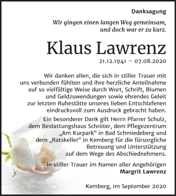Traueranzeige von Klaus Lawrenz von Mitteldeutsche Zeitung Wittenberg