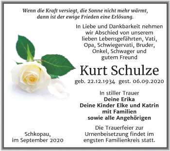 Traueranzeige von Kurt Schulze von Super Sonntag Merseburg/Querfurt