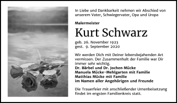 Traueranzeige von Kurt Schwarz von Mitteldeutsche Zeitung Halle/Saalkreis