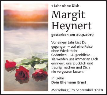 Traueranzeige von Margit Heynert von Super Sonntag Merseburg/Querfurt