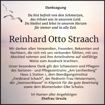 Traueranzeige von Reinhard Otto Straach von Mitteldeutsche Zeitung Wittenberg