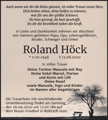 Traueranzeige von Roland Höck von Mitteldeutsche Zeitung Bitterfeld