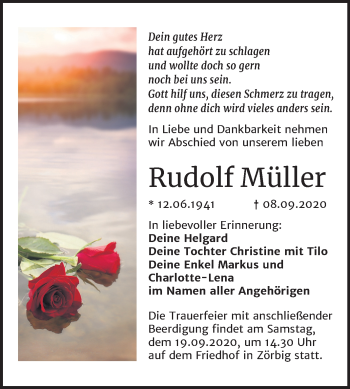 Traueranzeige von Rudolf Müller von Wochenspiegel Bitterfeld