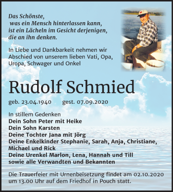 Traueranzeige von Rudolf Schmied von Mitteldeutsche Zeitung Bitterfeld
