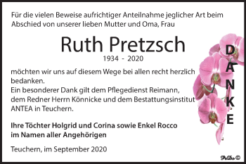 Traueranzeige von Ruth Pretzsch von Wochenspiegel Weißenfels