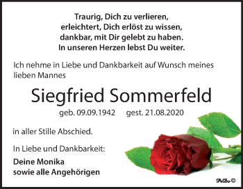 Traueranzeige von Siegfried Sommerfeld von Wochenspiegel Weißenfels