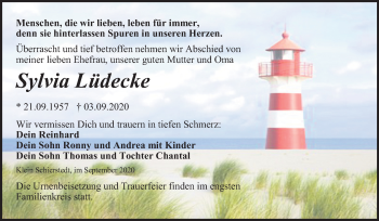 Traueranzeige von Sylvia Lüdecke von Wochenspiegel Aschersleben