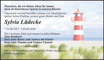 Traueranzeige von Sylvia Lüdecke von Mitteldeutsche Zeitung Aschersleben