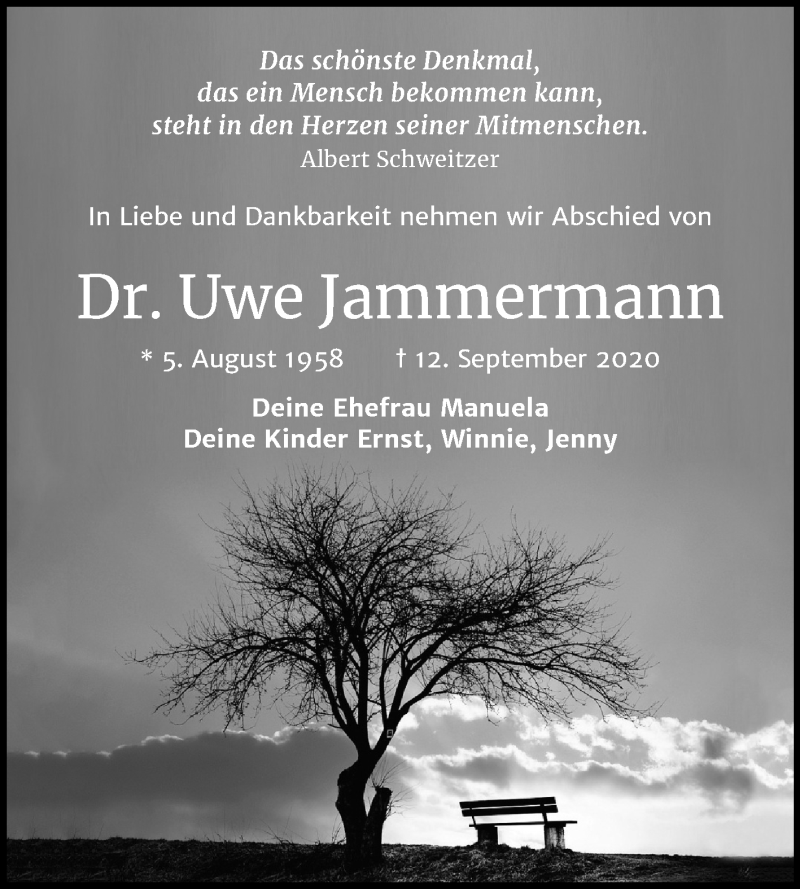  Traueranzeige für Uwe Jammermann vom 19.09.2020 aus Mitteldeutsche Zeitung Halle/Saalkreis