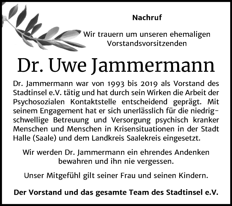  Traueranzeige für Uwe Jammermann vom 26.09.2020 aus Mitteldeutsche Zeitung Halle/Saalkreis
