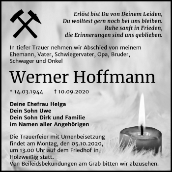 Traueranzeige von Werner Hoffmann von Wochenspiegel Bitterfeld