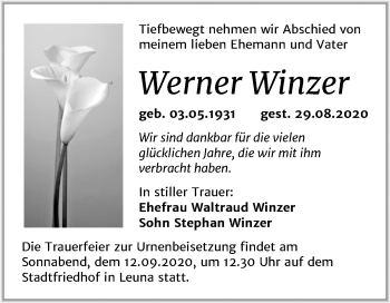 Traueranzeige von Werner Winzer von Mitteldeutsche Zeitung Merseburg/Querfurt