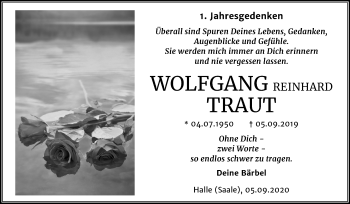Traueranzeige von Wolfgang Reinhard Traut von Mitteldeutsche Zeitung Halle/Saalkreis