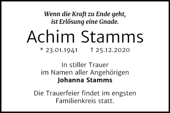 Traueranzeige von Achim Stamms von Super Sonntag Dessau-Roßlau