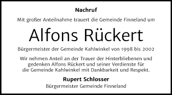 Traueranzeige von Alfons Rückert von Mitteldeutsche Zeitung Naumburg/Nebra
