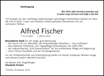 Traueranzeige von Alfred Fischer von Mitteldeutsche Zeitung Köthen