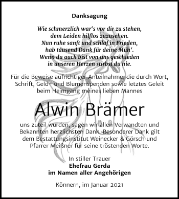 Traueranzeige von Alwin Brämer von Super Sonntag Bernburg