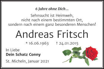 Traueranzeige von Andreas Fritsch von Mitteldeutsche Zeitung Merseburg/Querfurt