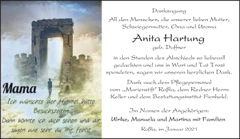 Traueranzeige von Anita Hartung von Super Sonntag Sangerhausen